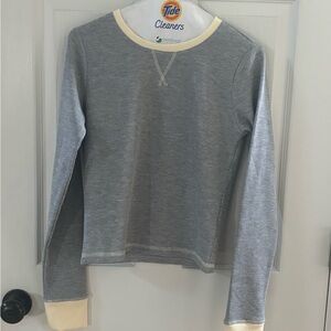 Edikted- Kids Long-Sleeve Thermal Top - Light Gray with Cream Trim